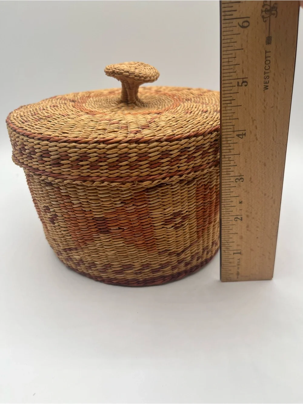 Vintage Handwoven Baskets with Lids - Set of 5